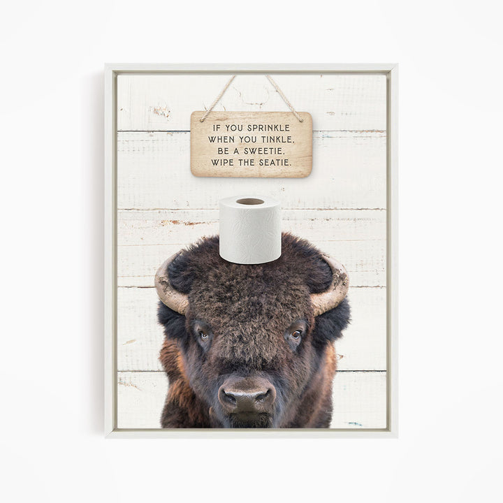 Bison "If you sprinkle when you tinkle..." - Bathroom Shiplap