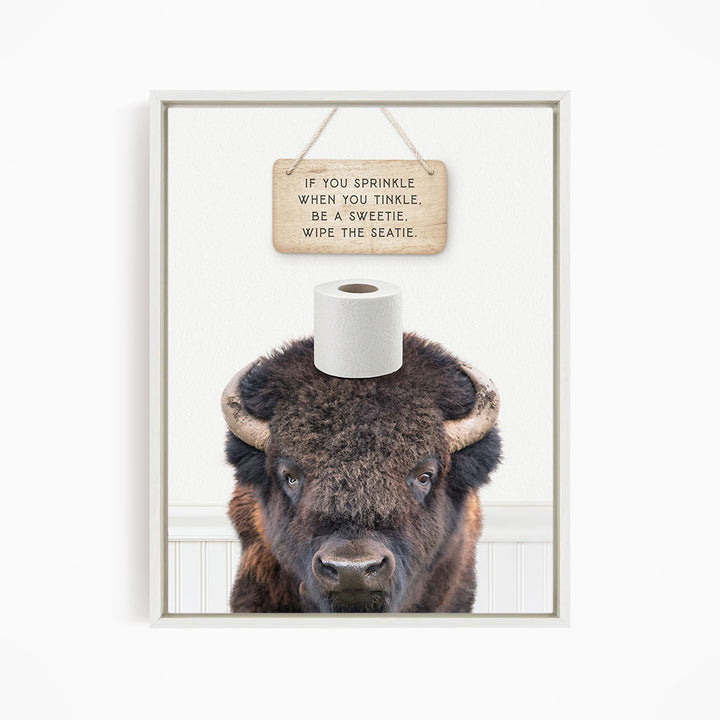 Bison "If you sprinkle when you tinkle..." - Bathroom Cottage White