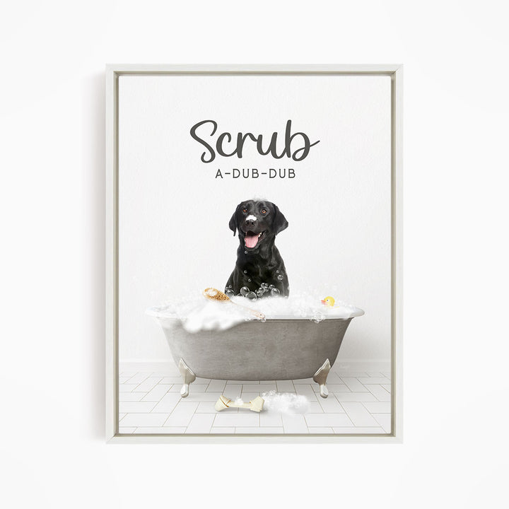 Black Lab Scrub A-Dub-Dub in Simple Gray Bath
