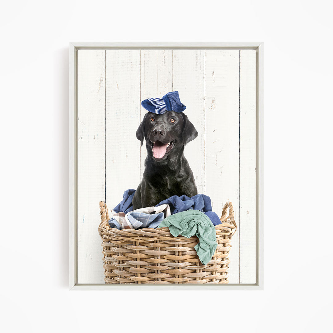 Black Lab in Laundry Basket - Farmhouse Wall