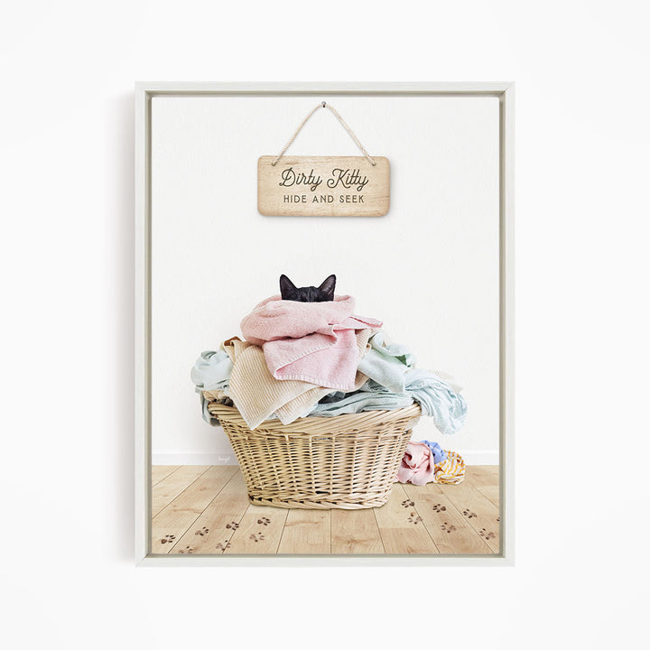Dirty Kitty in Laundry Basket - Scandi Floor