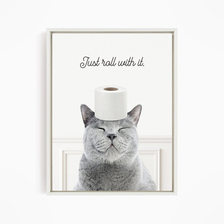 Cat "Just roll with it" - Bathroom Simple White