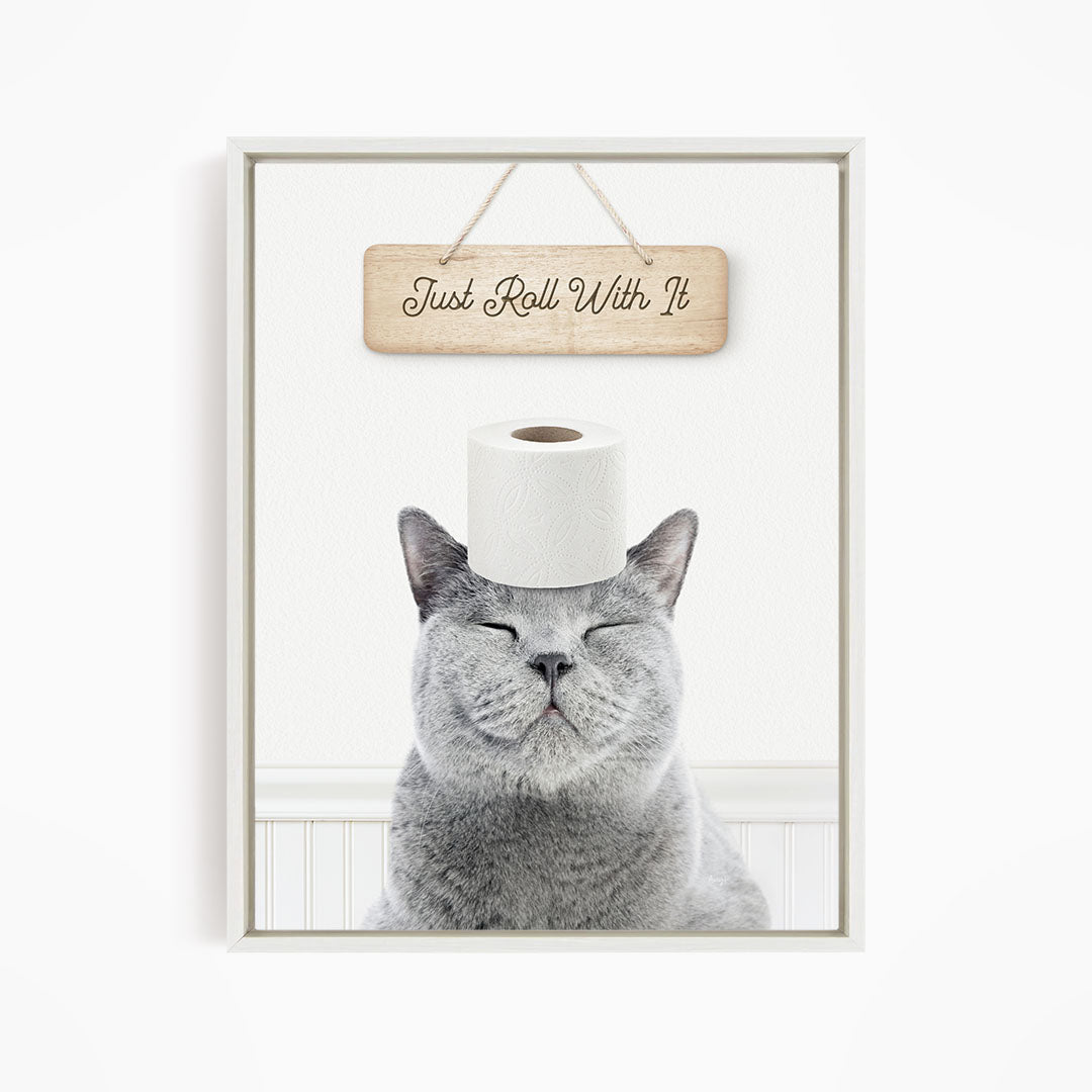 Cat "Just roll with it" - Bathroom Cottage White