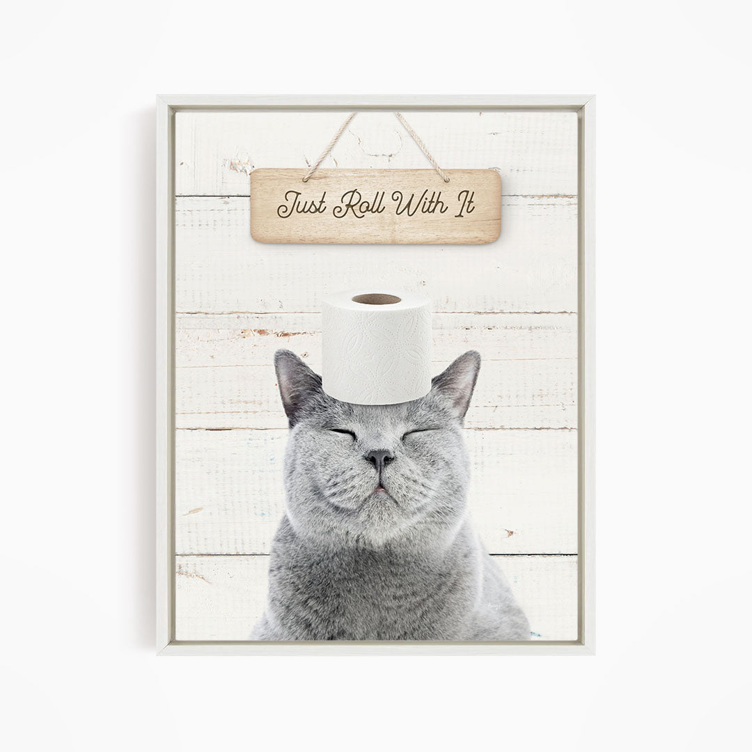 Cat "Just roll with it" - Bathroom Shiplap