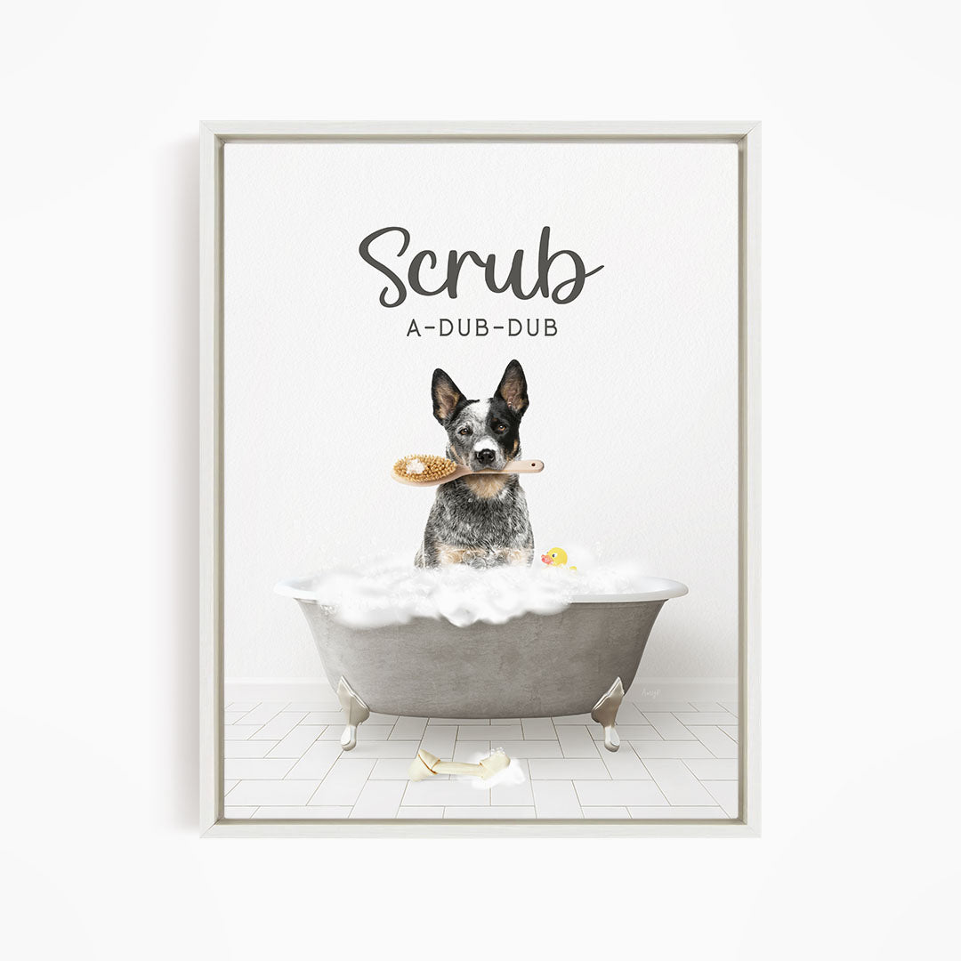 Cattle Dog Scrub A-Dub-Dub in Simple Gray Bath