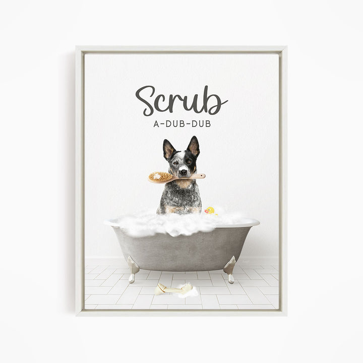 Cattle Dog Scrub A-Dub-Dub in Simple Gray Bath