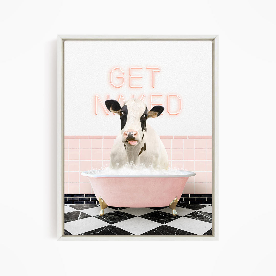 Holstein Cow in Retro Pink Bath