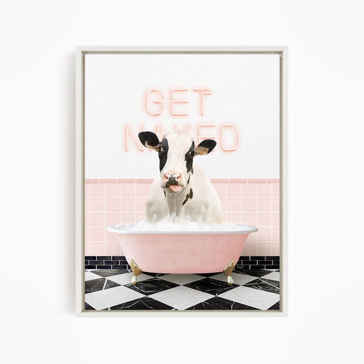 Holstein Cow in Retro Pink Bath