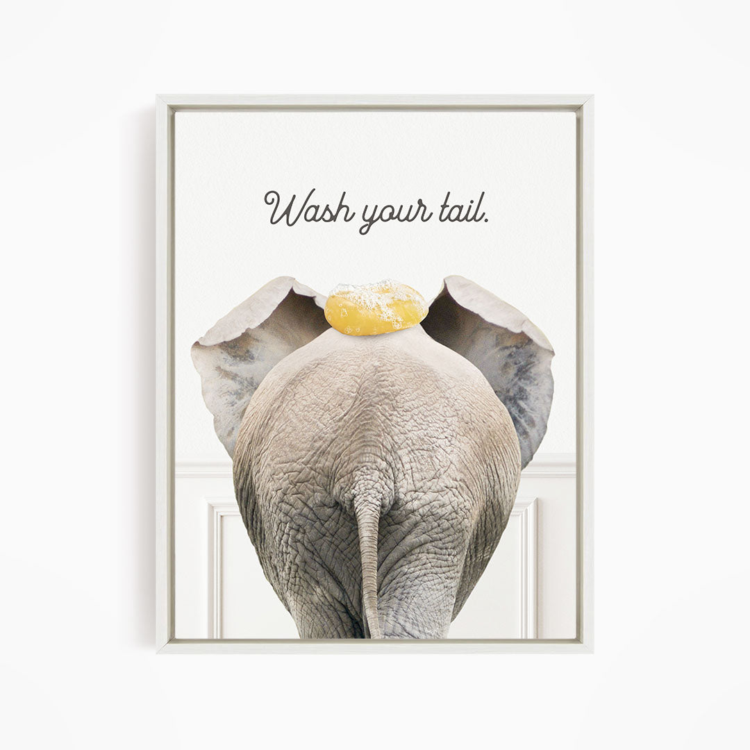 Elephant "Wash yer tail" - Bathroom Simple White