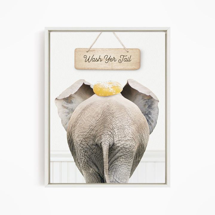 Elephant "Wash yer tail" - Bathroom Cottage White