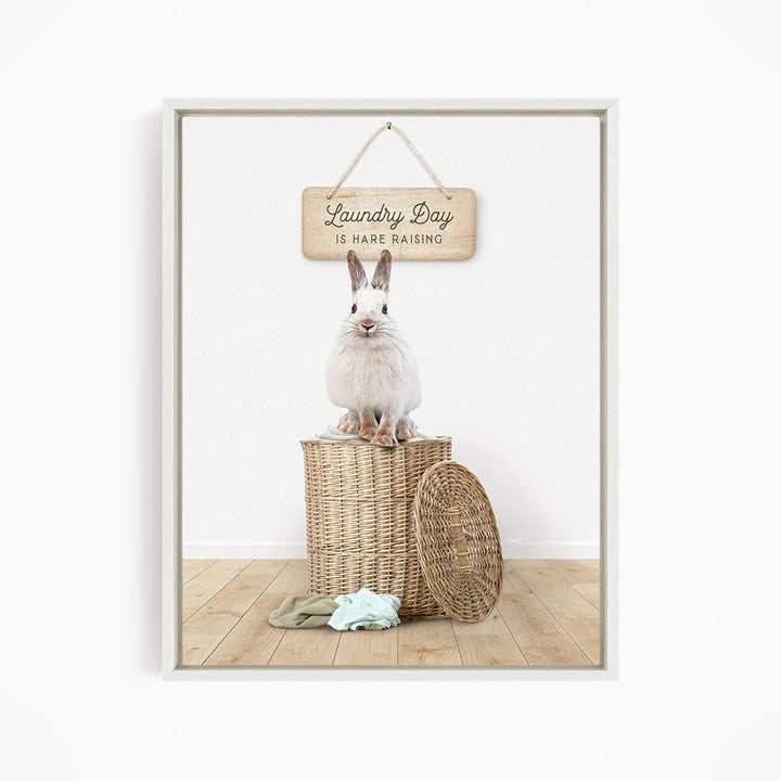 Snowshoe Hare on Laundry Basket - Scandi Floor