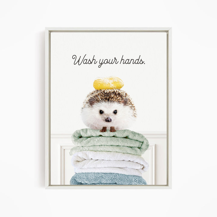 Hedgehog "Wash yer hands" - Bathroom Simple White
