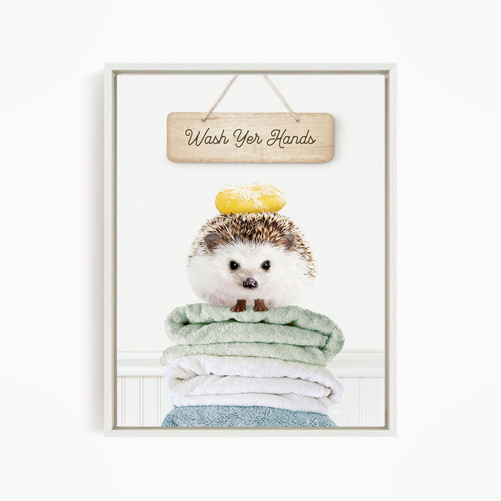 Hedgehog "Wash yer hands" - Bathroom Cottage White