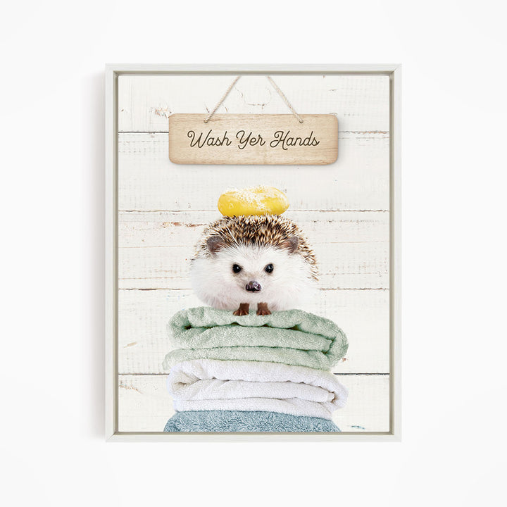Hedgehog "Wash yer hands" - Bathroom Shiplap