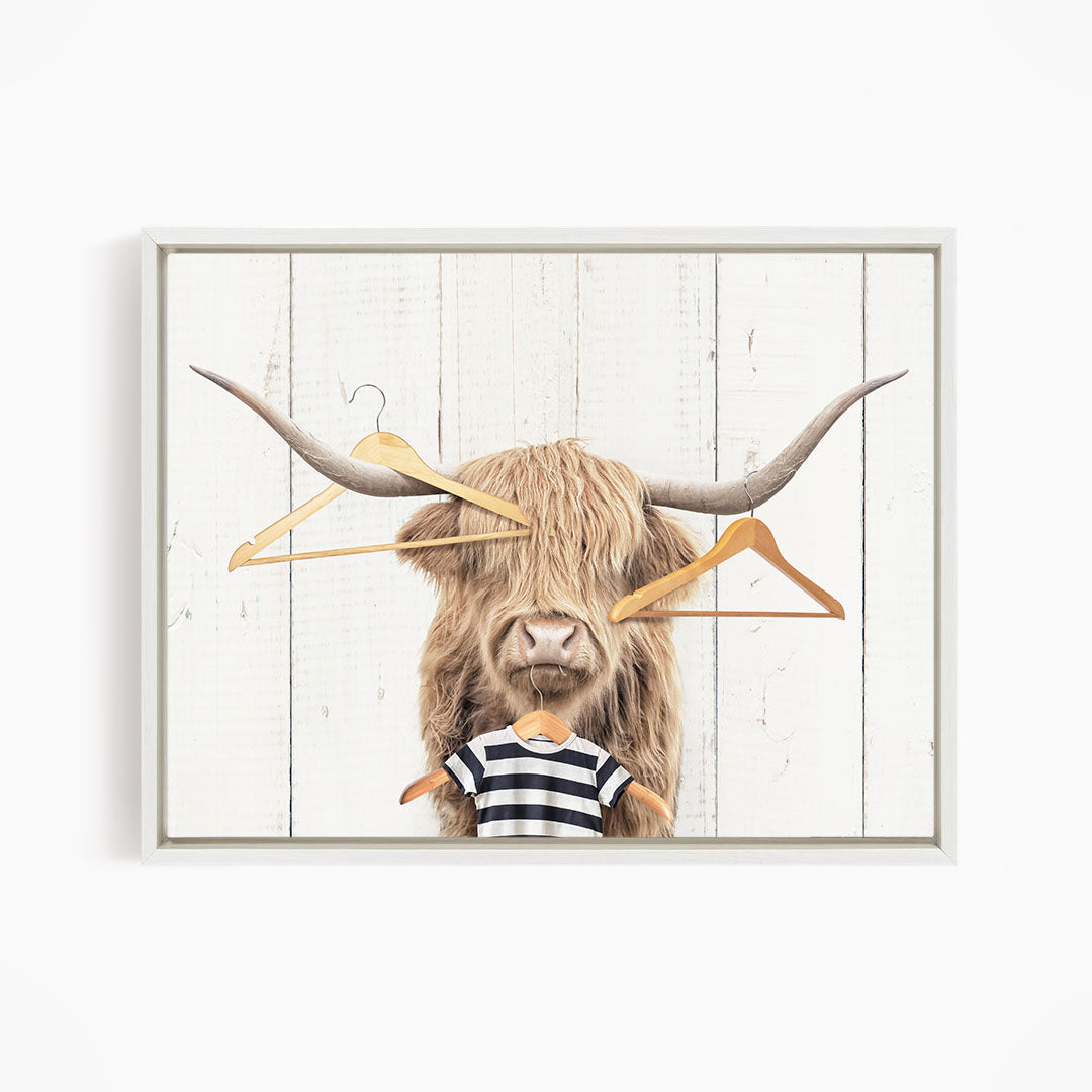 Highland Cow with Clothes Hangers - Farmhouse Wall