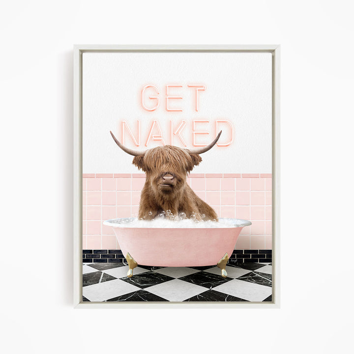 Highland Cow in Pink Get Naked Bath