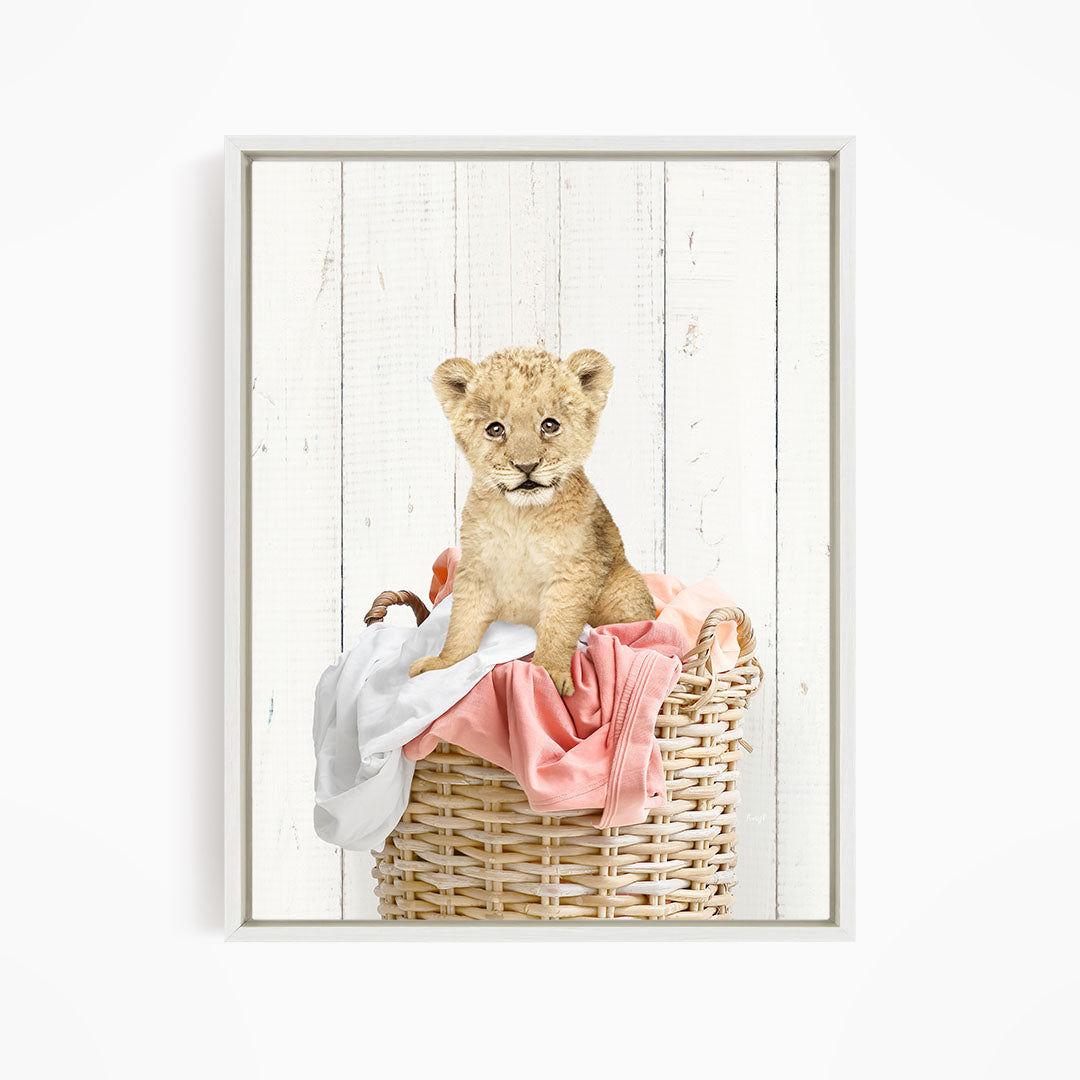 Lion Cub in Laundry Basket - Farmhouse Wall