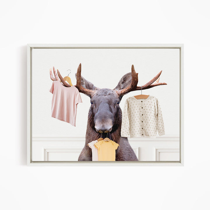 Moose with Clothes Hangers - Simple White Wall