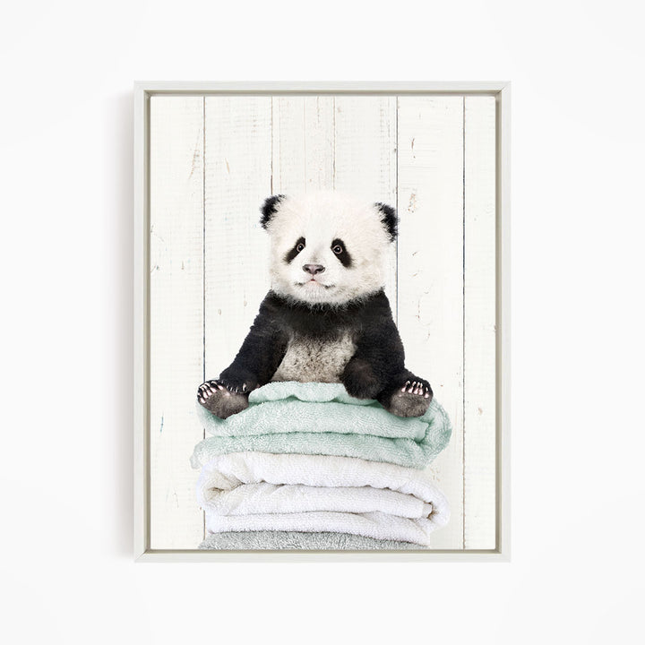 Baby Panda on Folded Towels - Farmhouse Wall
