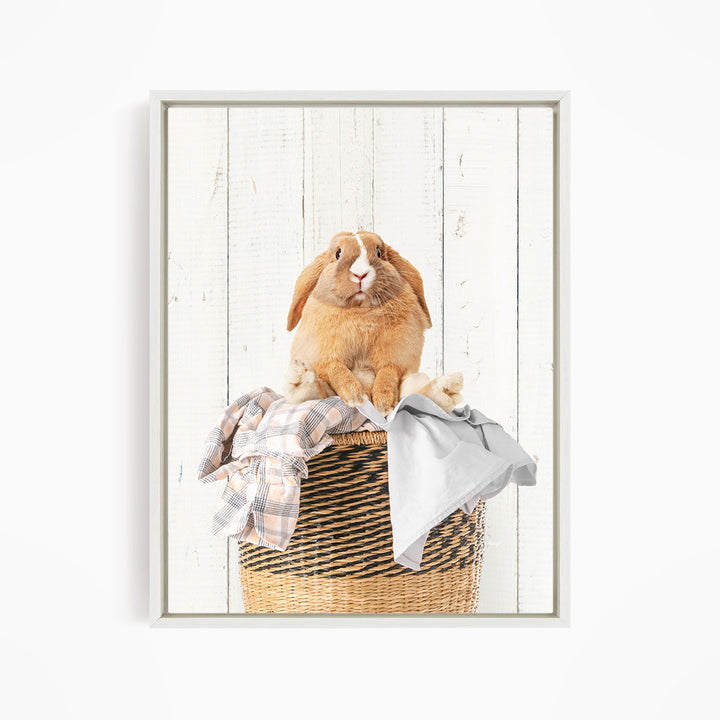 Pudgy Bunny in Laundry Basket - Farmhouse Wall