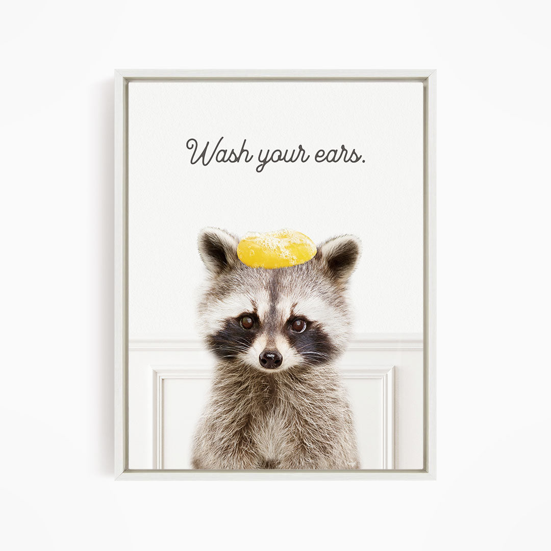 Raccoon "Wash yer face" - Bathroom Simple White