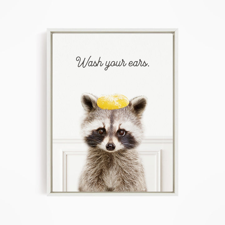 Raccoon "Wash yer face" - Bathroom Simple White