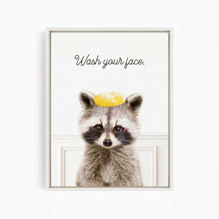 Raccoon "Wash yer face" - Bathroom Simple White