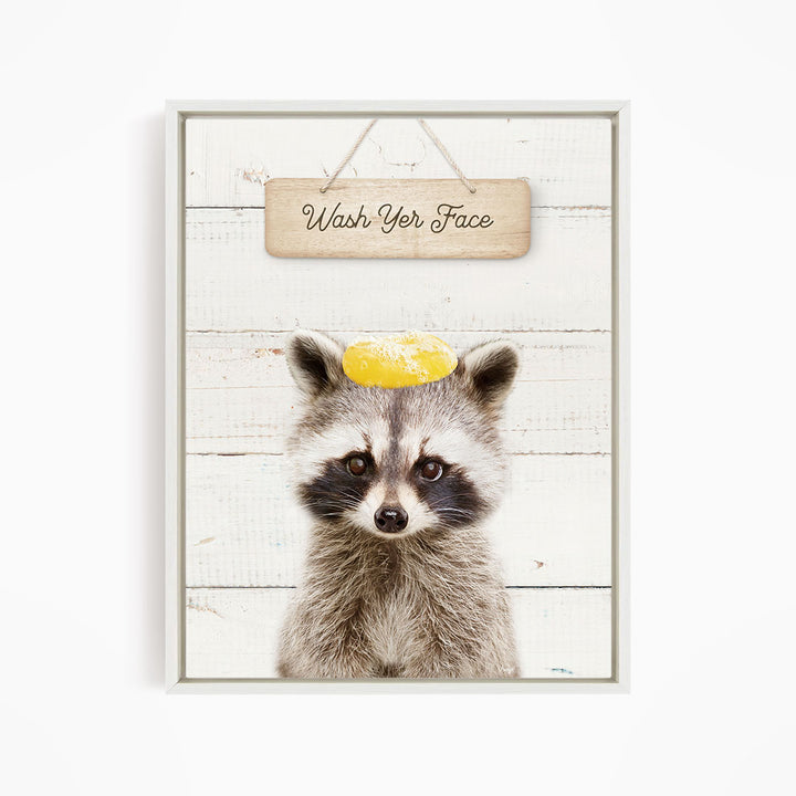 Raccoon "Wash yer face" - Bathroom Shiplap