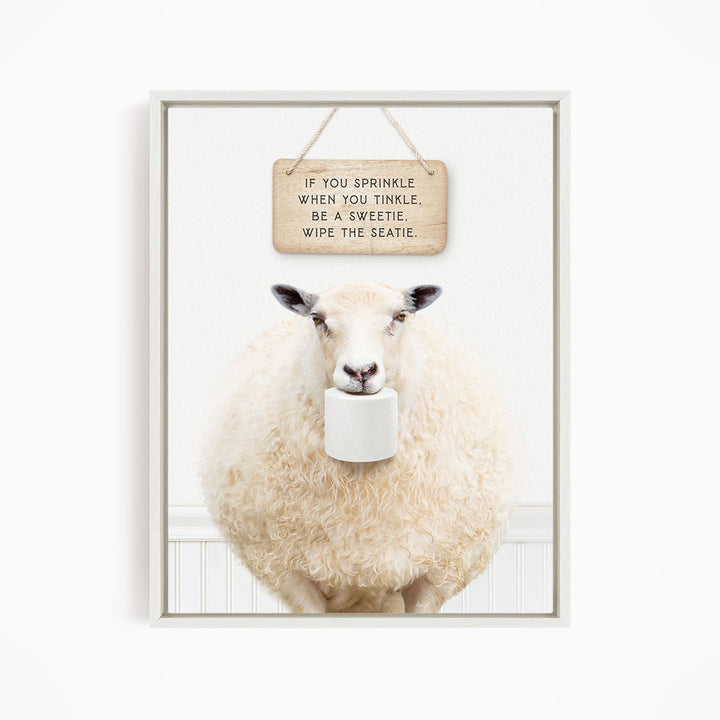 Sheep "If you sprinkle when you tinkle..." - Bathroom Cottage White