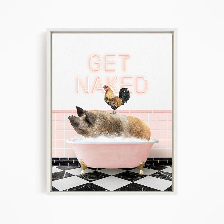 Hog and Rooster in Pink Get Naked Bath
