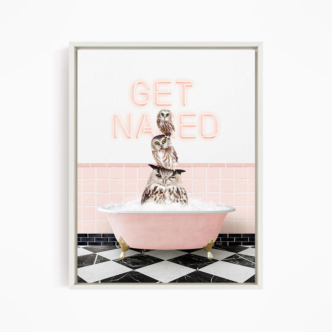 Stacked Owls in Pink Get Naked Bath