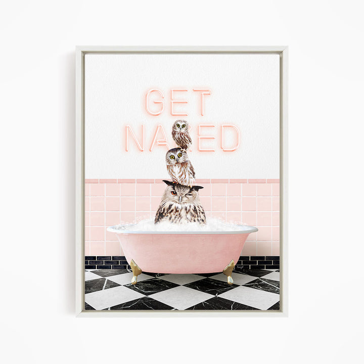 Stacked Owls in Pink Get Naked Bath