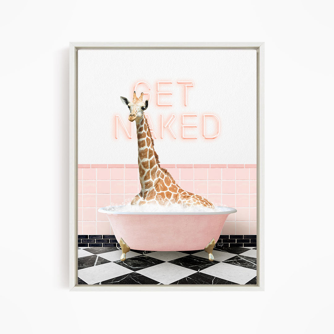Tall Giraffe in Pink Get Naked Bath