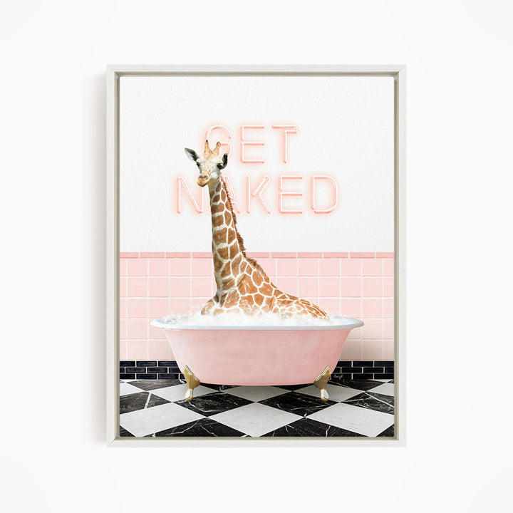 Tall Giraffe in Pink Get Naked Bath