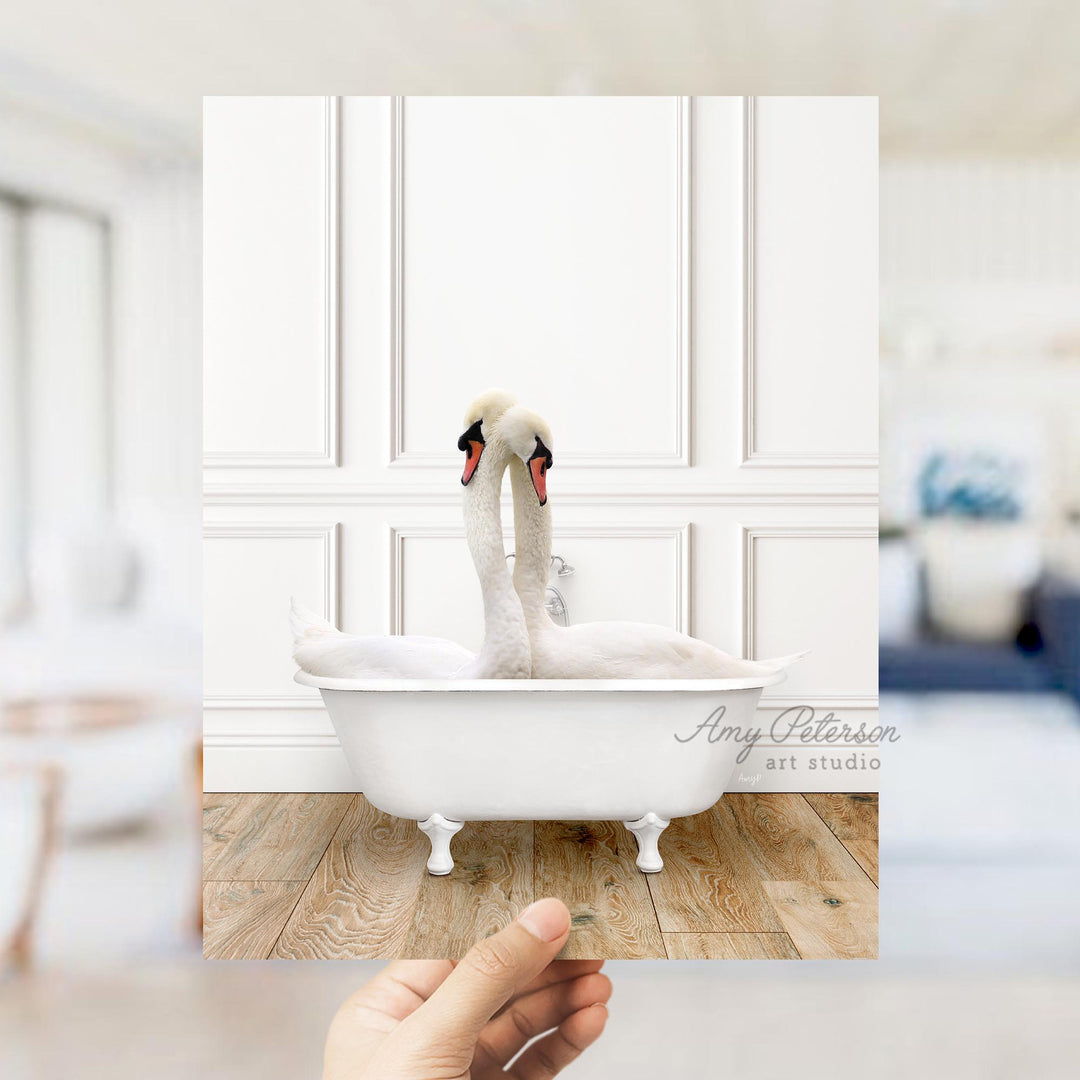 Swans in Traditional Panel Bath Style