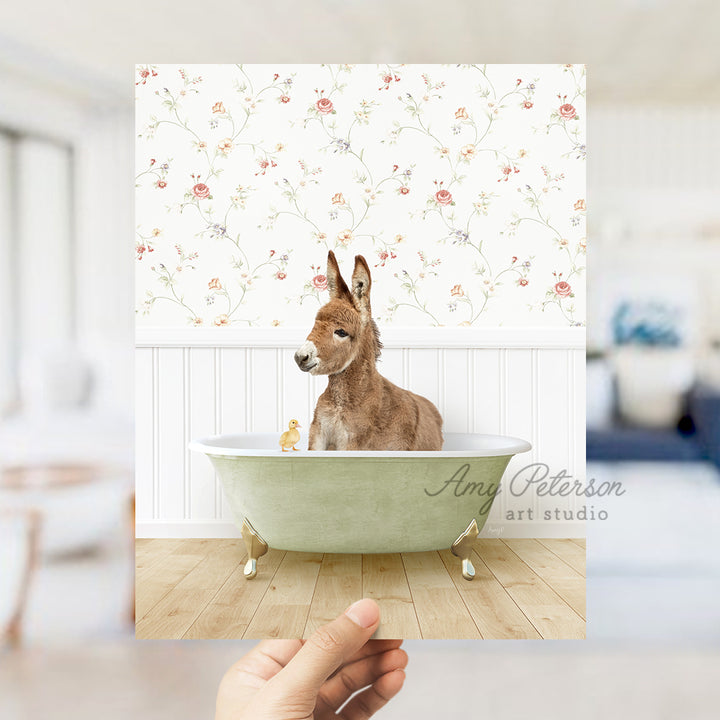 a dog sitting in a bathtub in a room