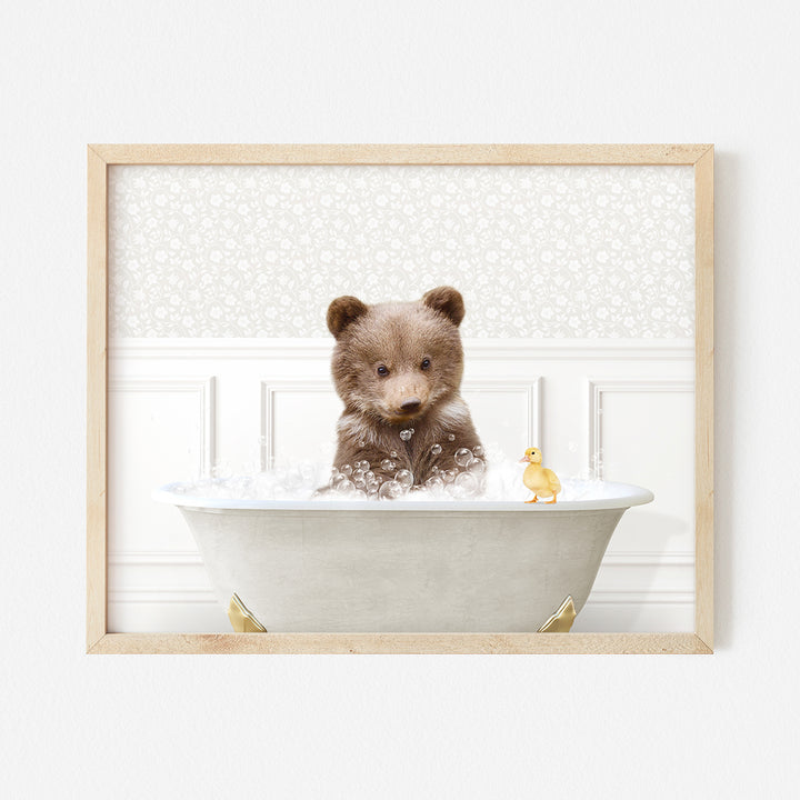 a picture of a teddy bear in a bathtub