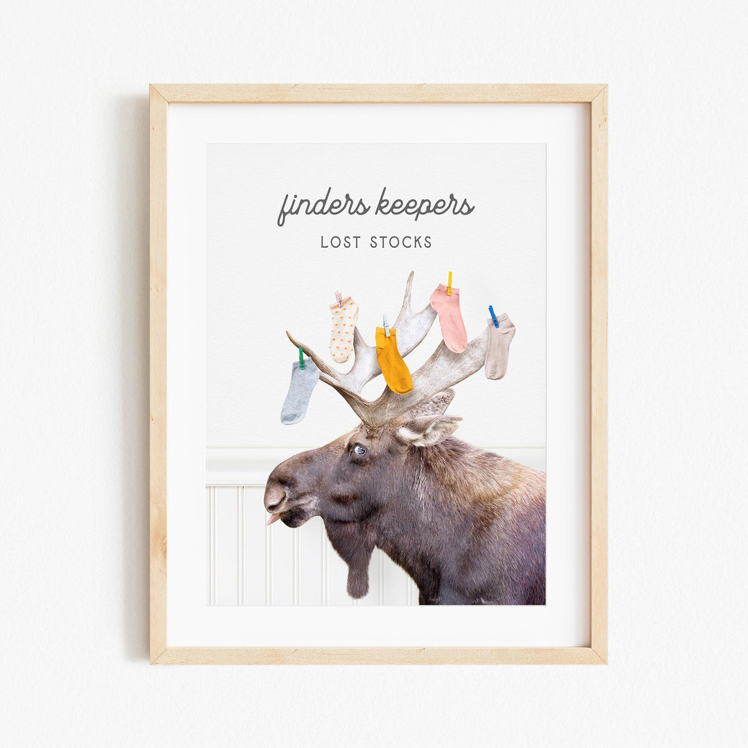 a picture of a moose with socks on it's head
