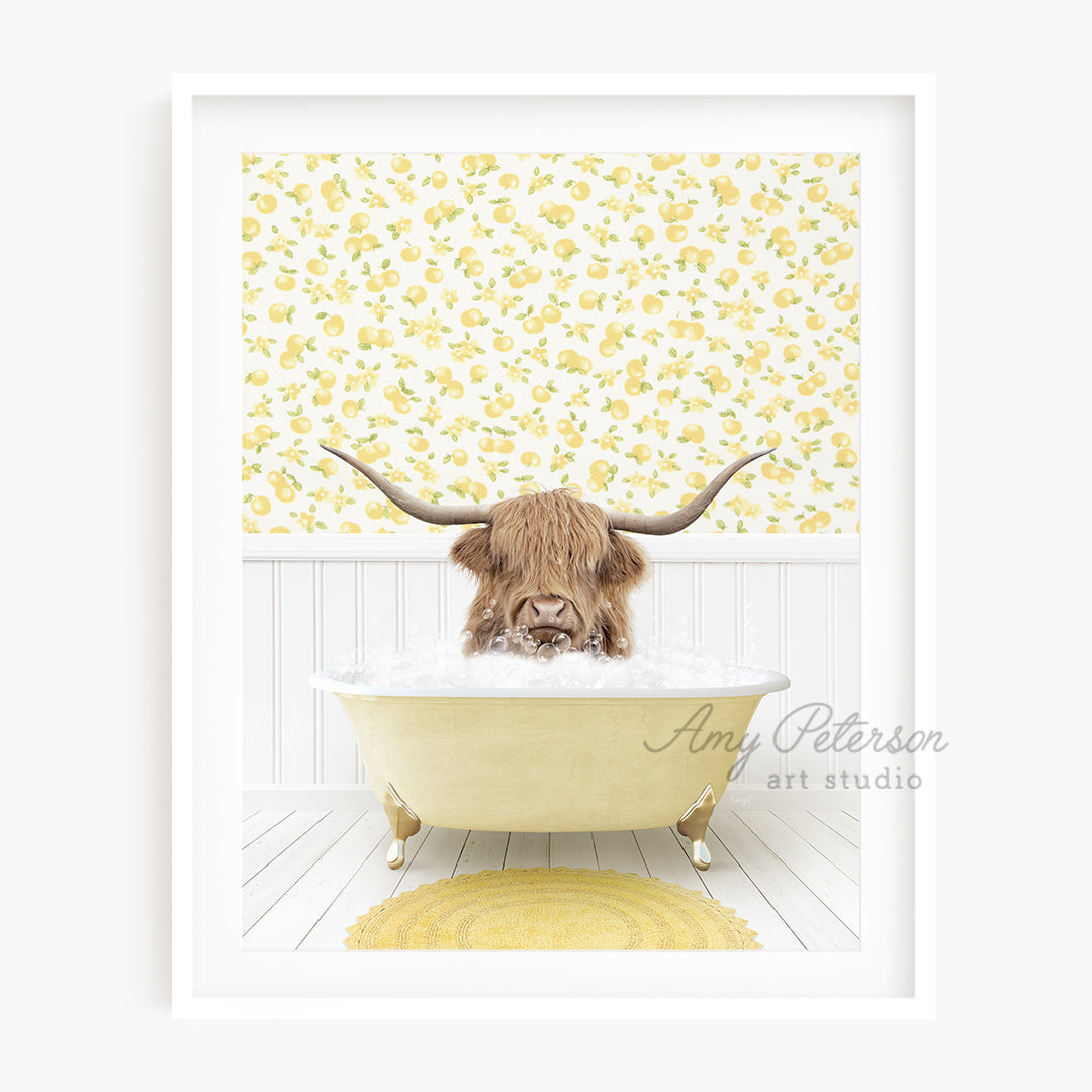 a picture of a bull with long horns in a bathtub