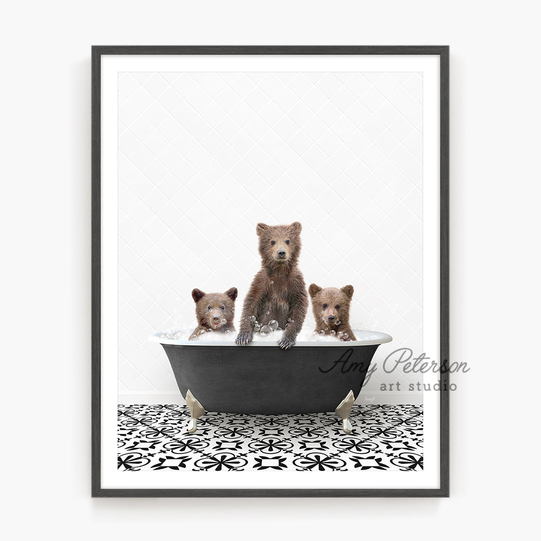 a picture of three bears in a bathtub