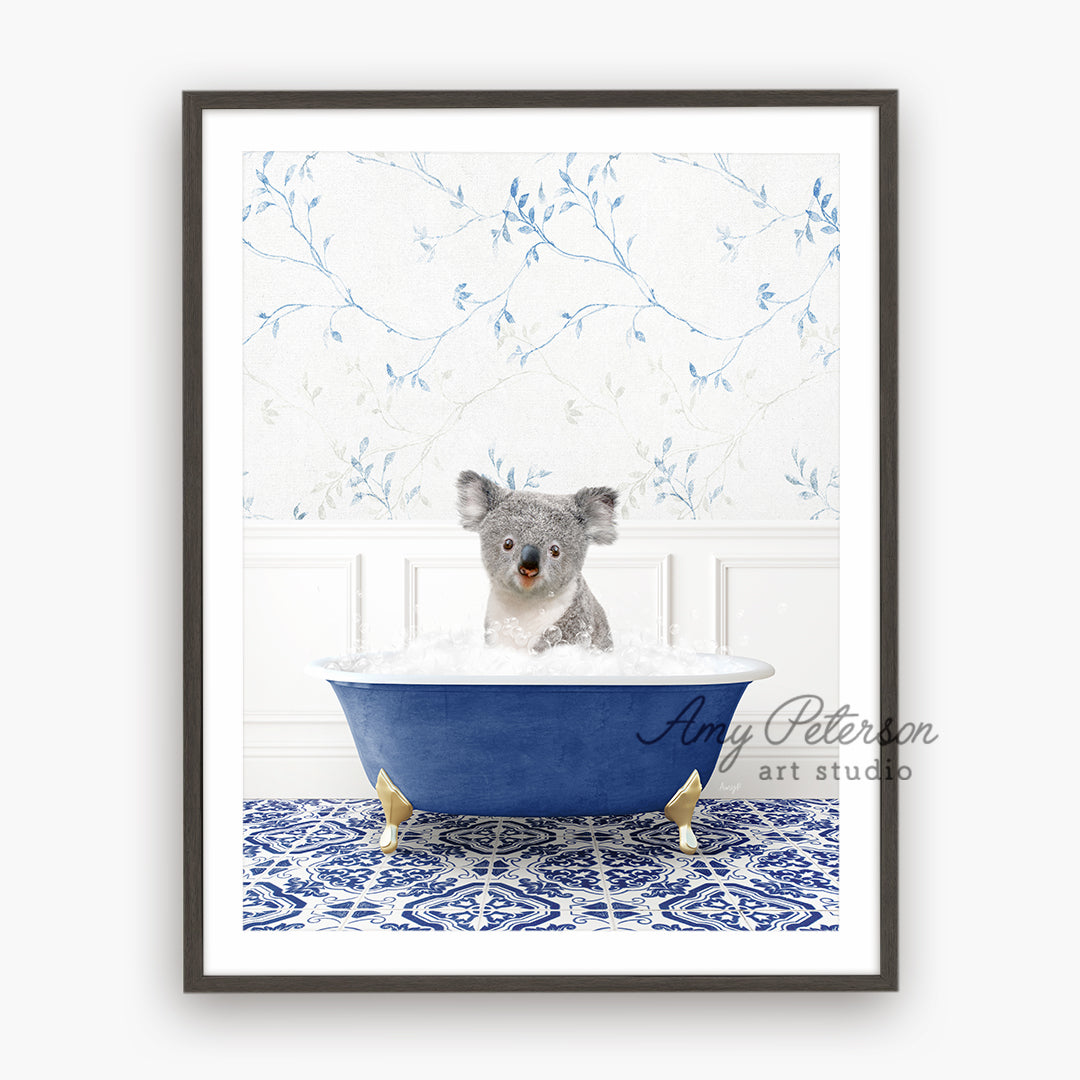 a picture of a koala in a bathtub