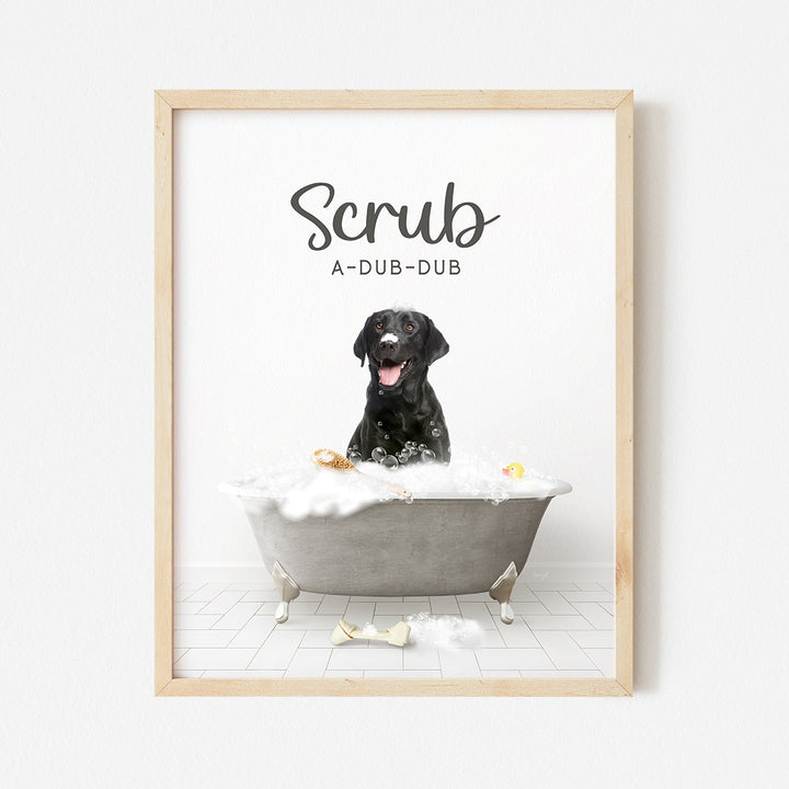 a black dog is sitting in a bathtub