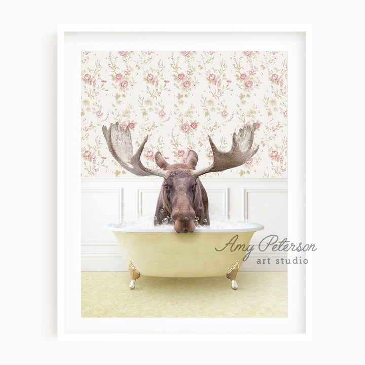 Moose in Vintage Yellow Bath