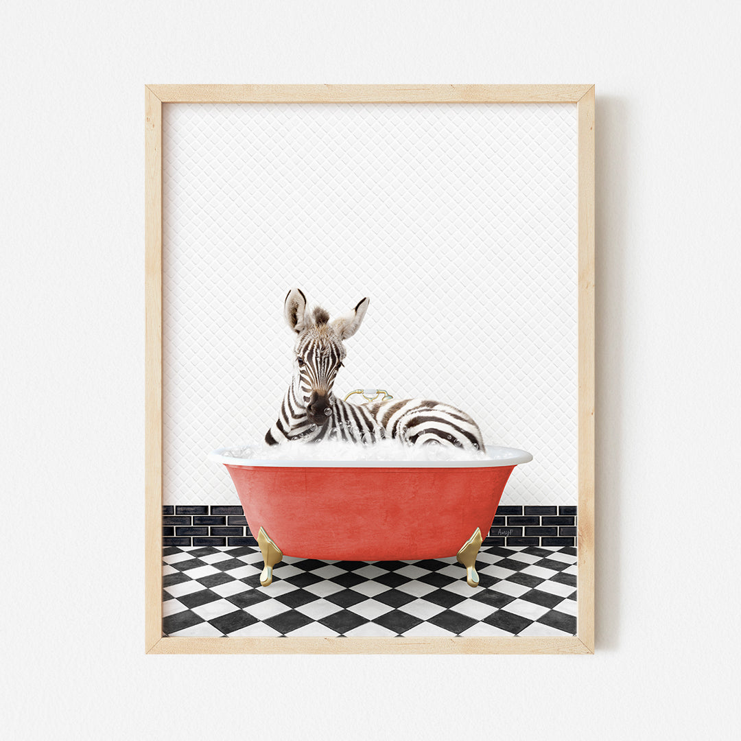 a picture of a zebra laying in a bathtub