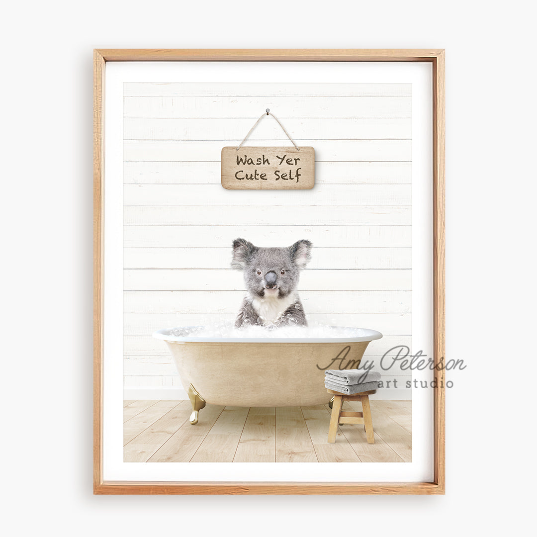 a picture of a koala in a bathtub