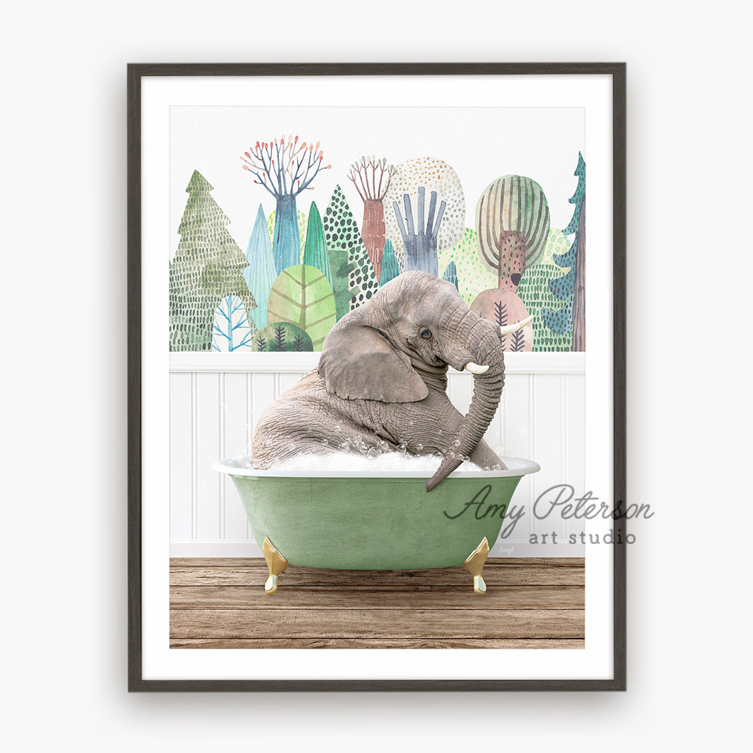 a picture of a baby elephant in a bathtub