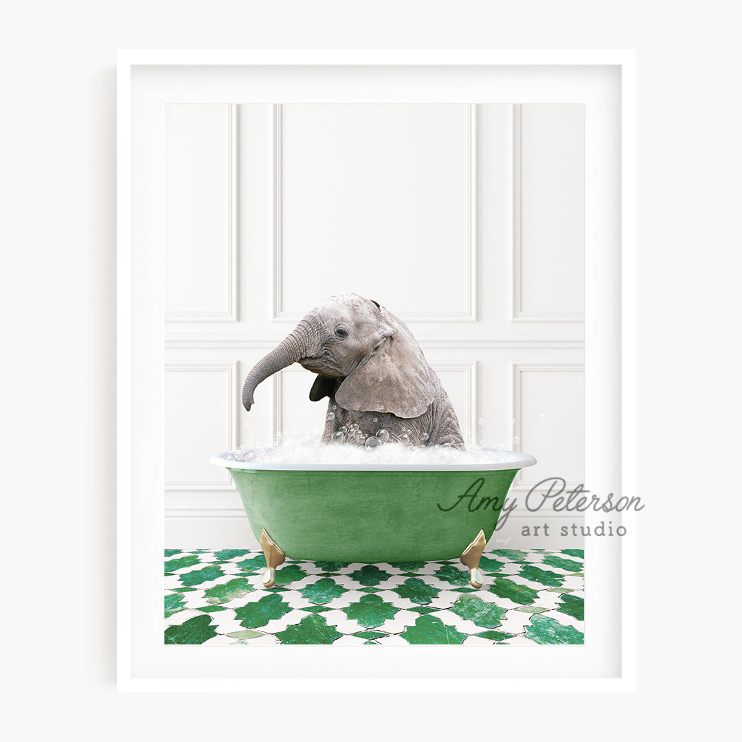 a picture of an elephant in a bathtub