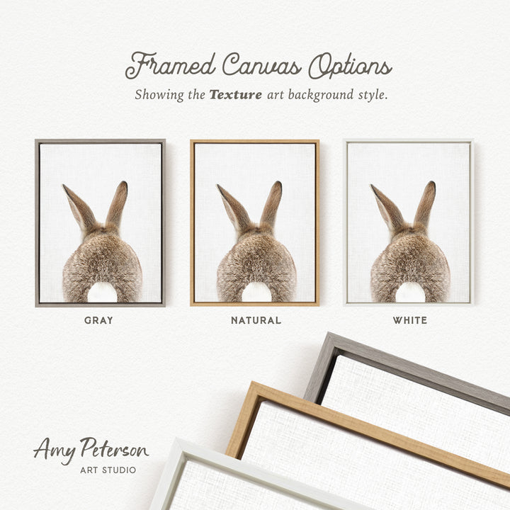 three framed canvas options, each with a different color and style, showcasing the texture art background style.