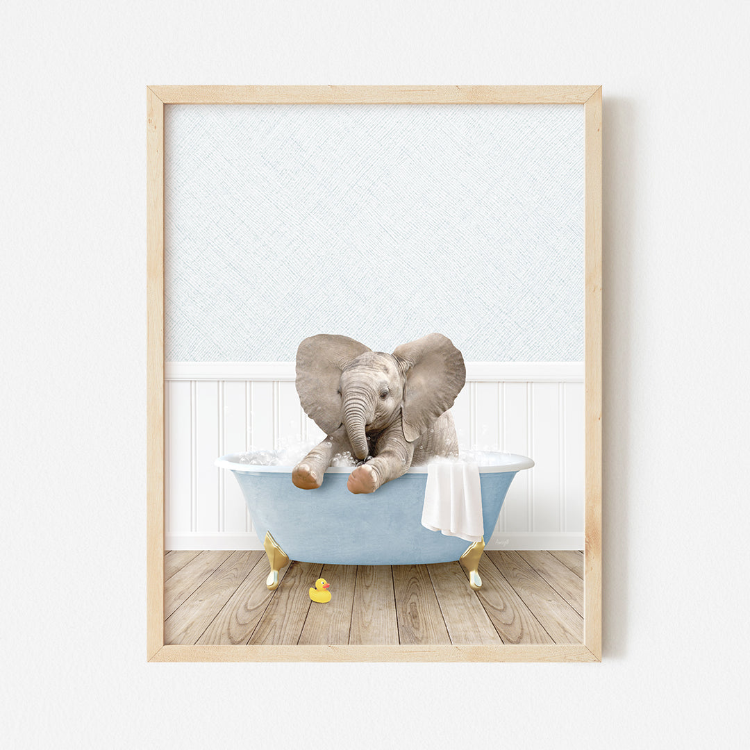 a picture of an elephant in a bathtub