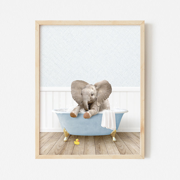 a picture of an elephant in a bathtub